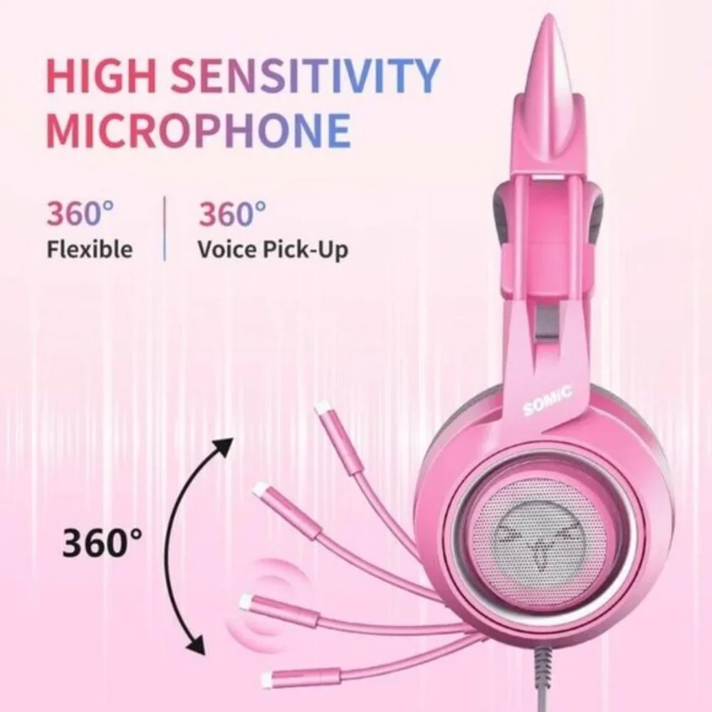 SOMIC G951s Pink Stereo Gaming Headset with Mic for PS4,Xbox,PC,Mobile Phone,3.5